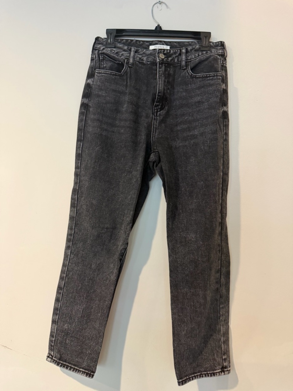 PacSun Women's Washed Black Straight Leg Jeans